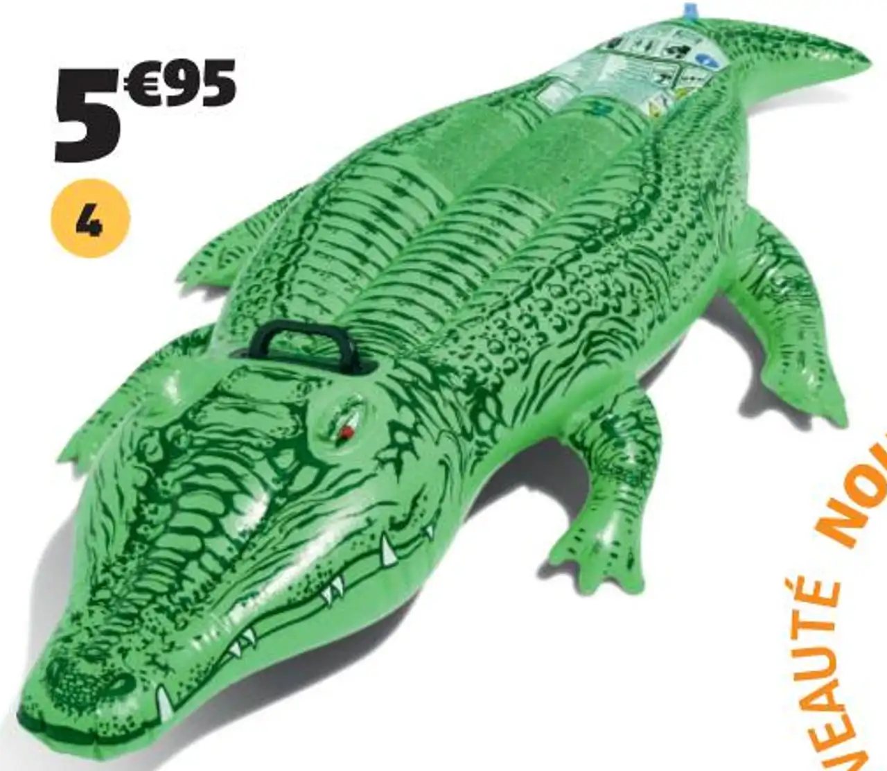 CROCODILE GONFLABLE DIM. 168X86 CM, PVC, 1 POIGNÉE, Réf. 126374