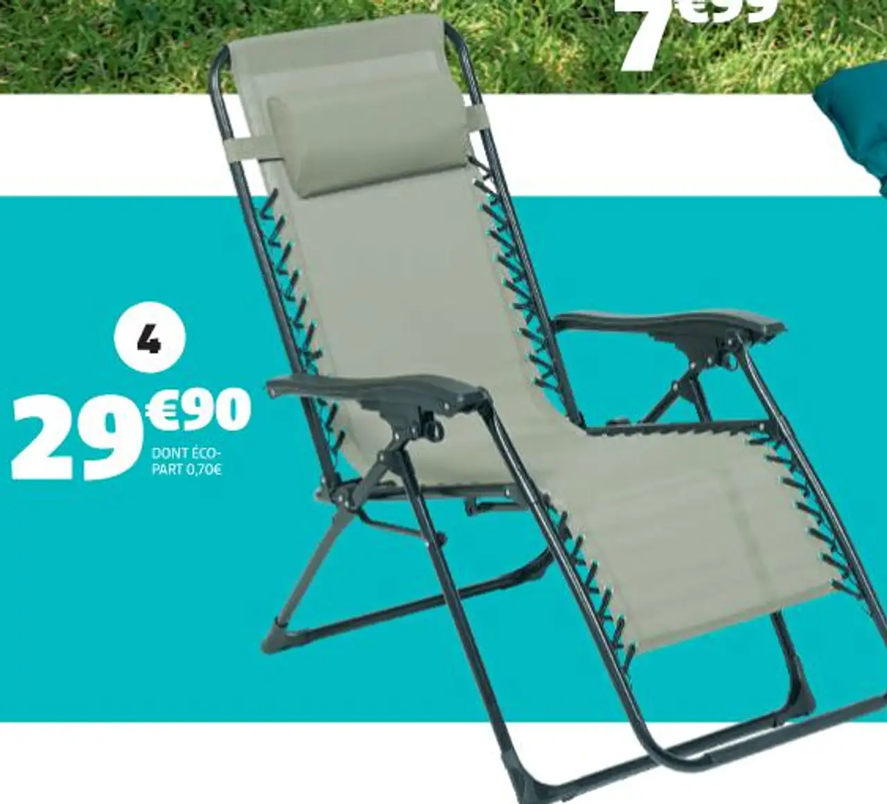 FAUTEUIL RELAX DIM. 155X83X64 CM, STRUCTURE ACIER ET TOILE TEXTILÈNE