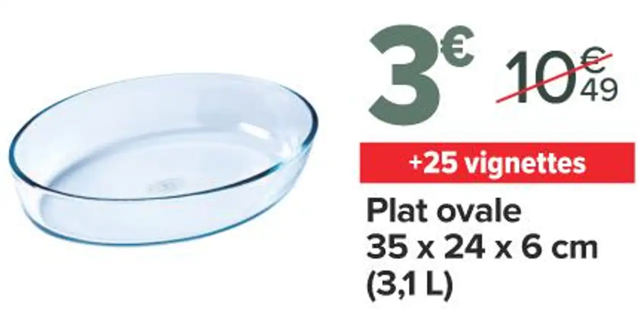 Pyrex Plat ovale 35 x 24 x 6 cm (3,1 L)