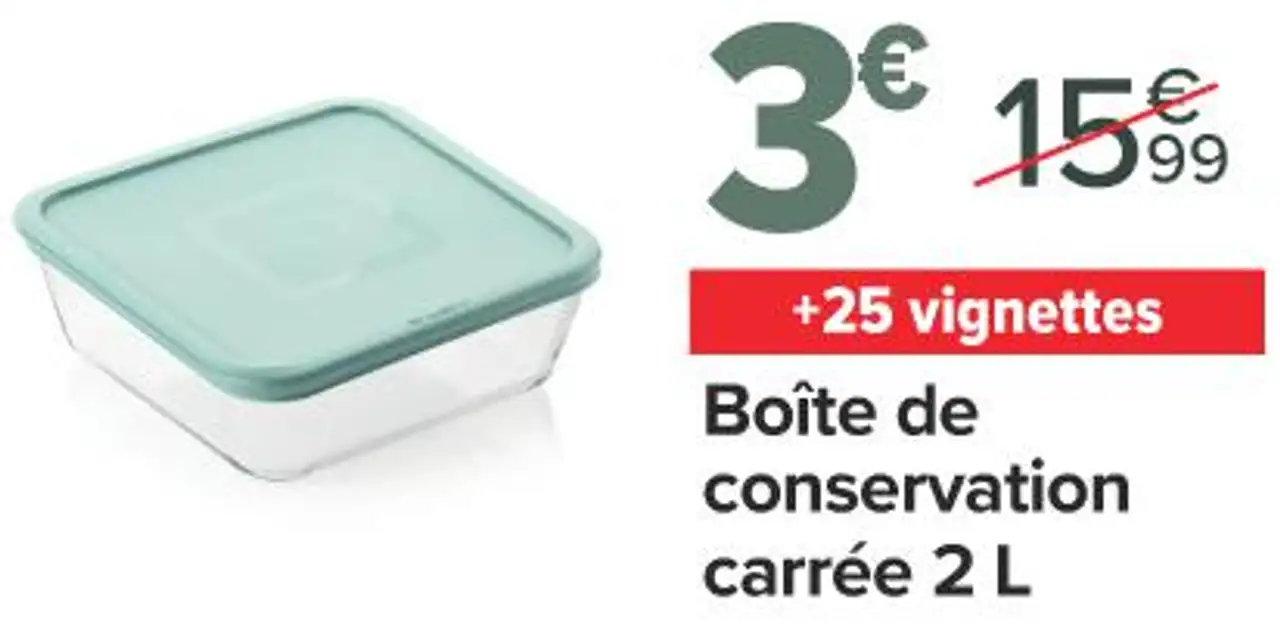 Pyrex Boîte de conservation carrée 2 L