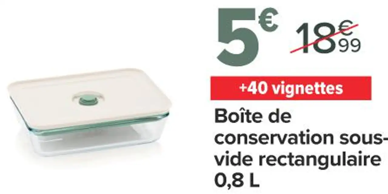 Pyrex Boîte de conservation sous-vide rectangulaire 0,8 L