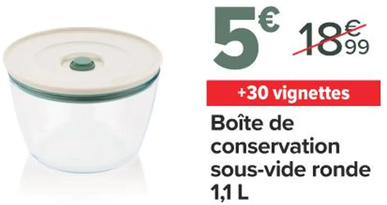 Pyrex Boîte de conservation sous-vide ronde 1,1 L