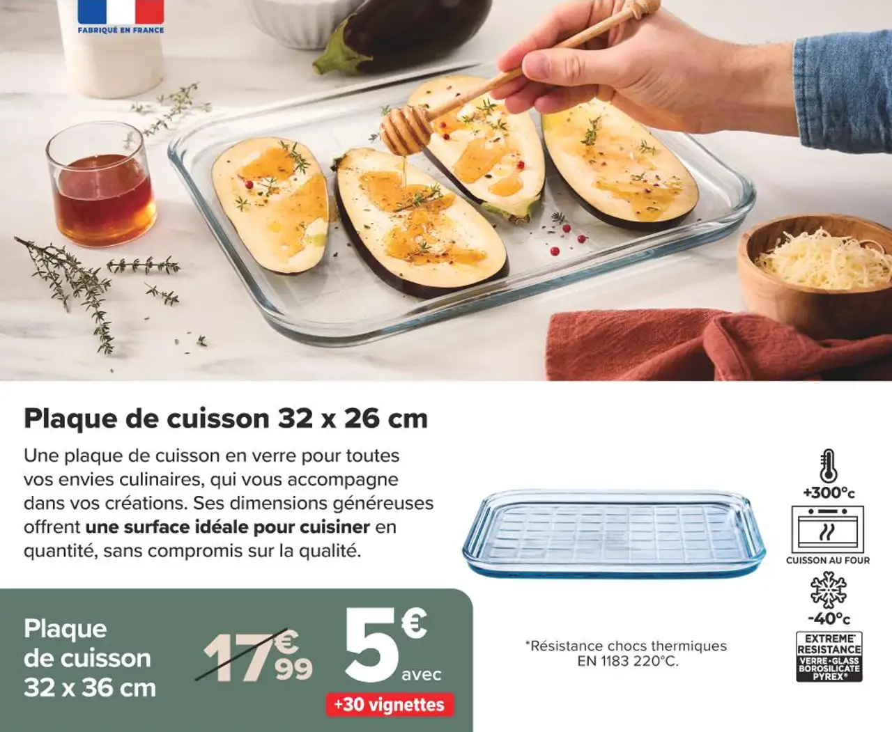 PYREX Plaque de cuisson 32 x 26 cm