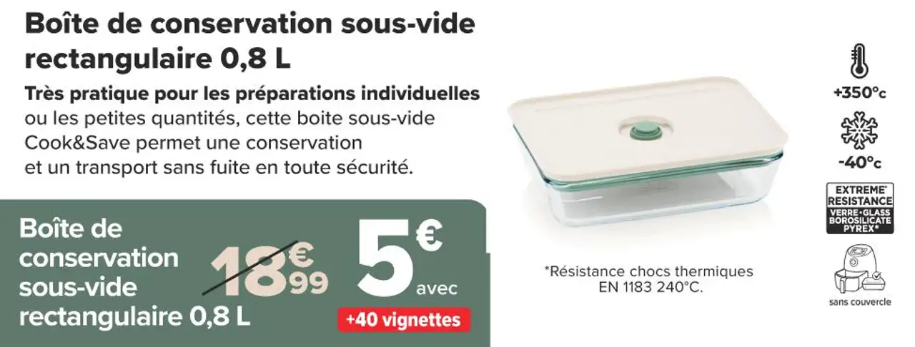 PYREX Boîte de conservation sous-vide rectangulaire 0,8 L