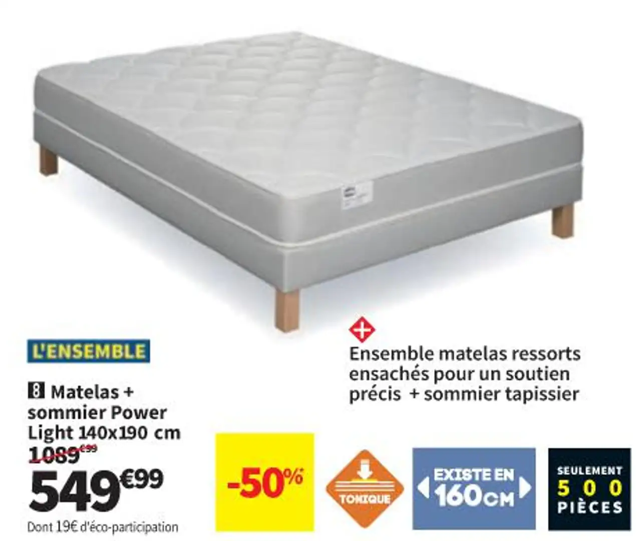 Matelas + sommier Power Light 140x190 cm