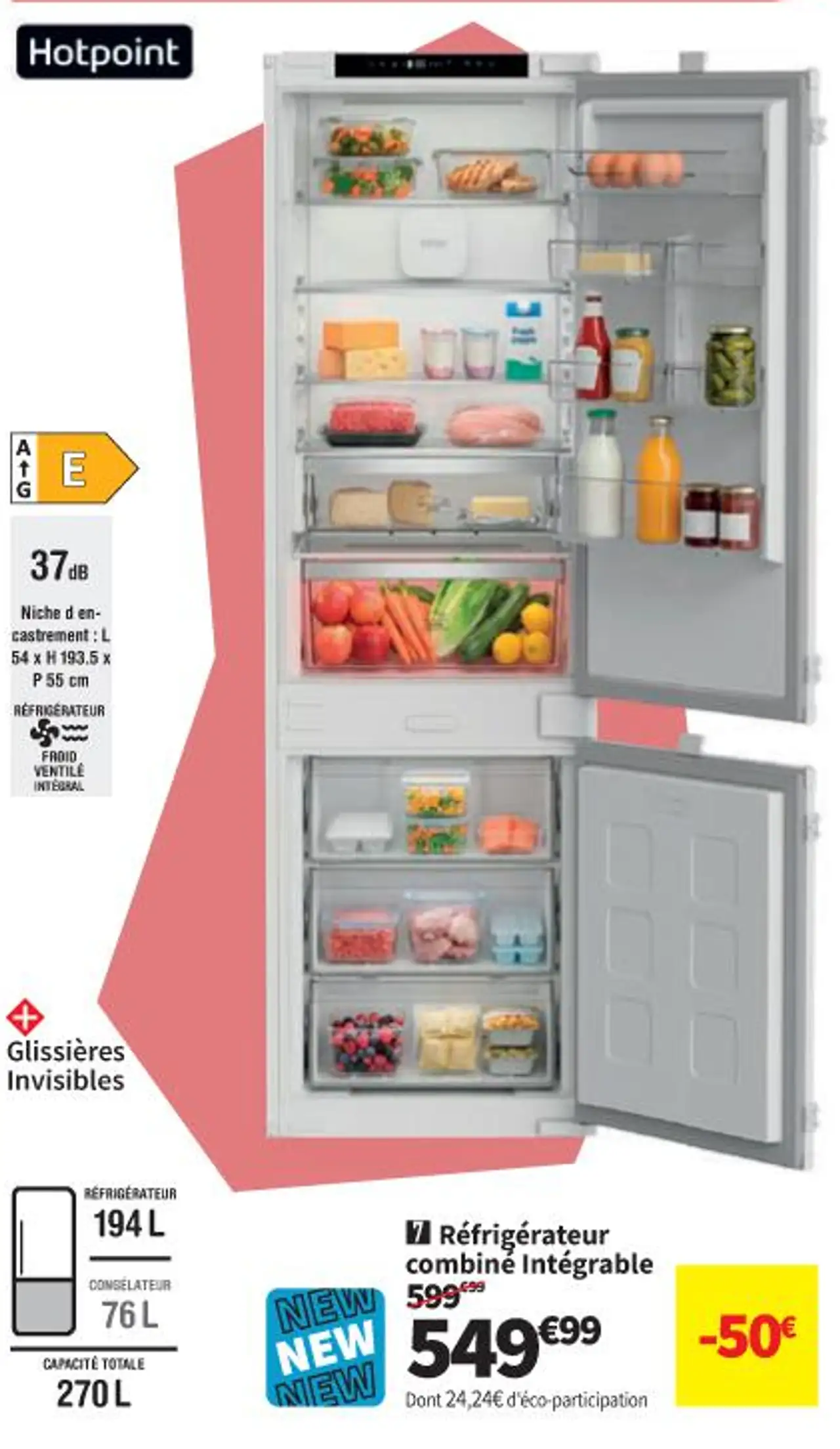 Réfrigérateur combiné intégrable