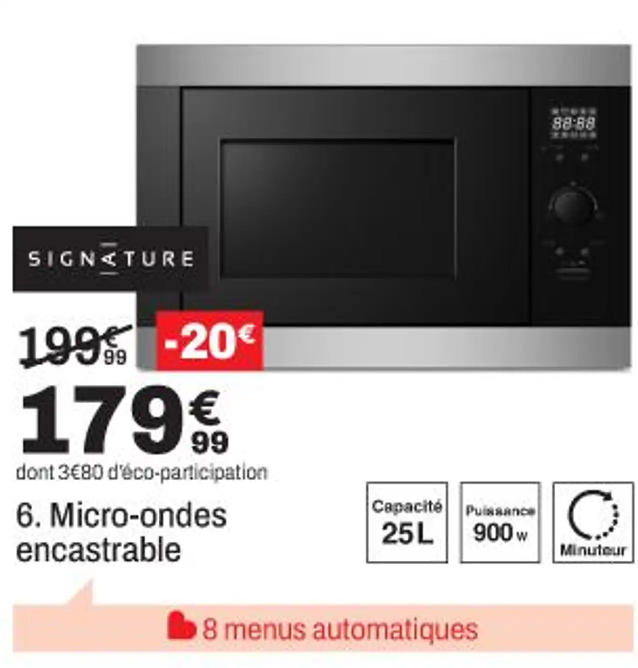 SIGNATURE Micro-ondes encastrable SMO250IX/3