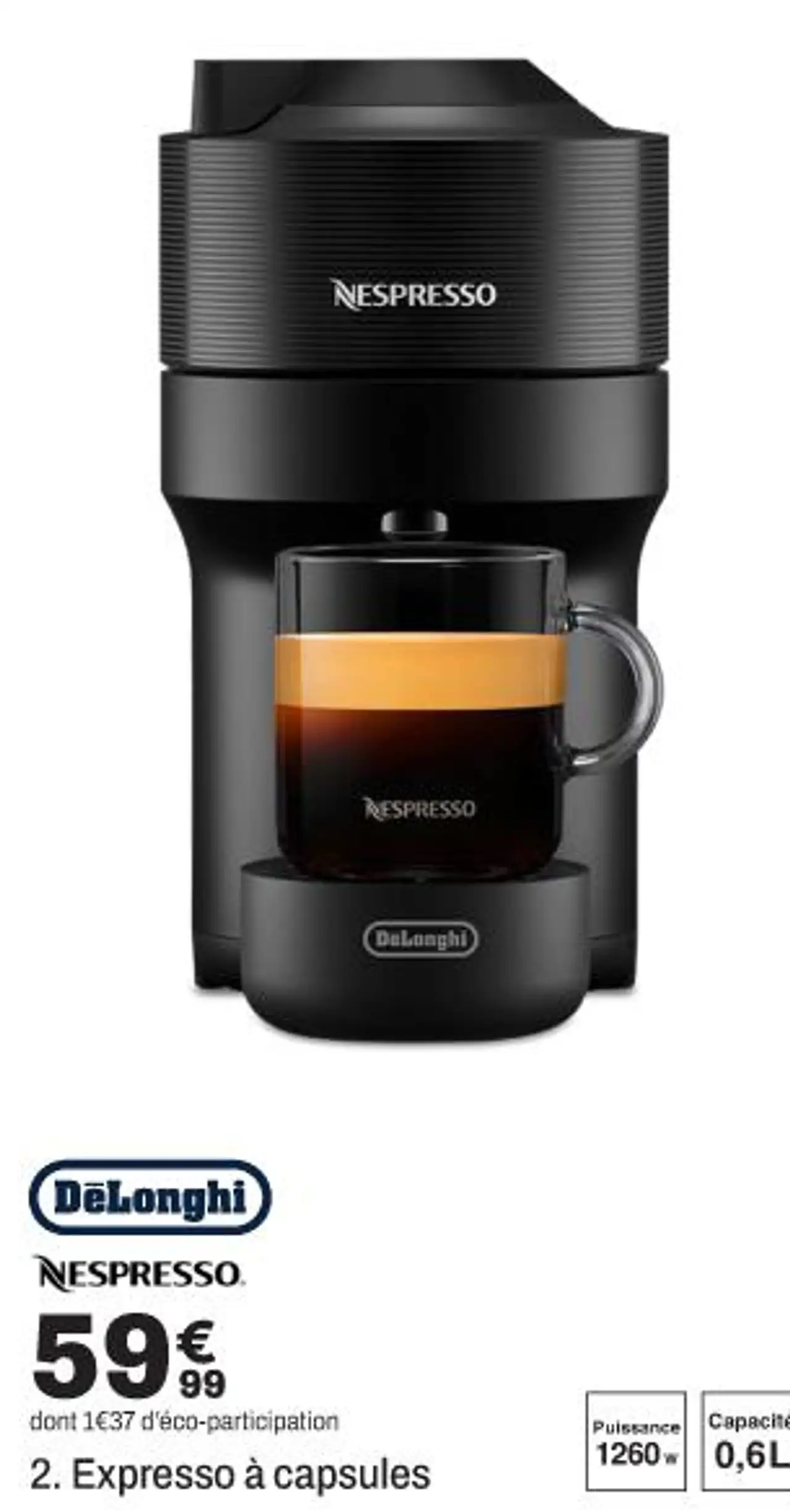 DeLonghi NESPRESSO Expresso à capsules Vertuo Pop