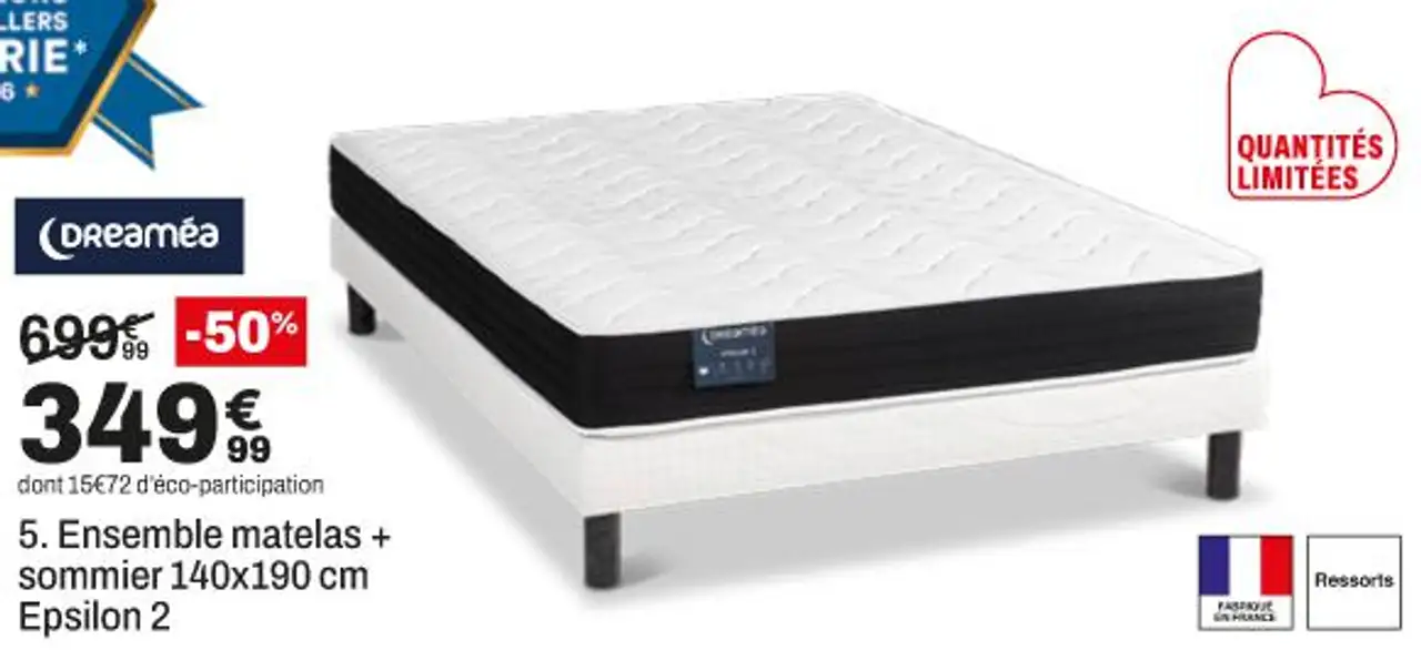 5. Ensemble matelas + sommier 140x190 cm Epsilon 2
