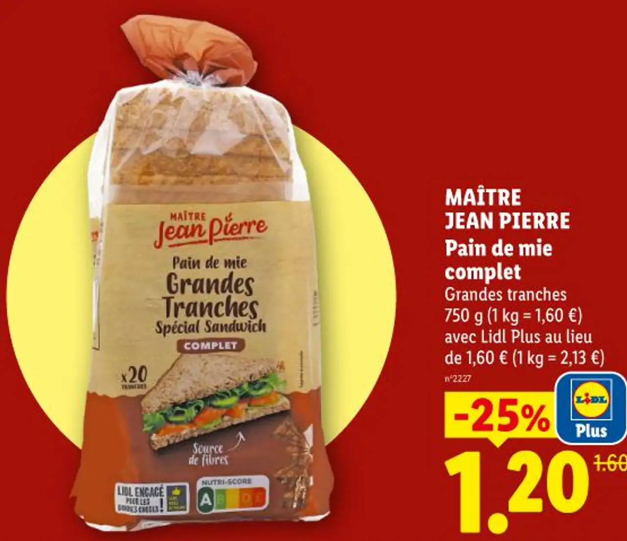 MAÎTRE JEAN PIERRE Pain de mie complet