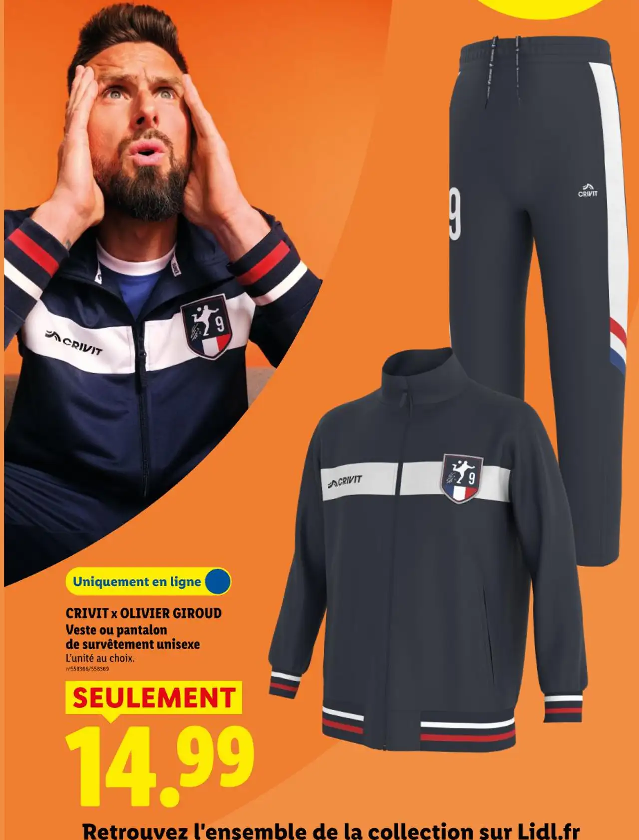 CRIVIT x OLIVIER GIROUD Veste ou pantalon de survêtement unisexe
