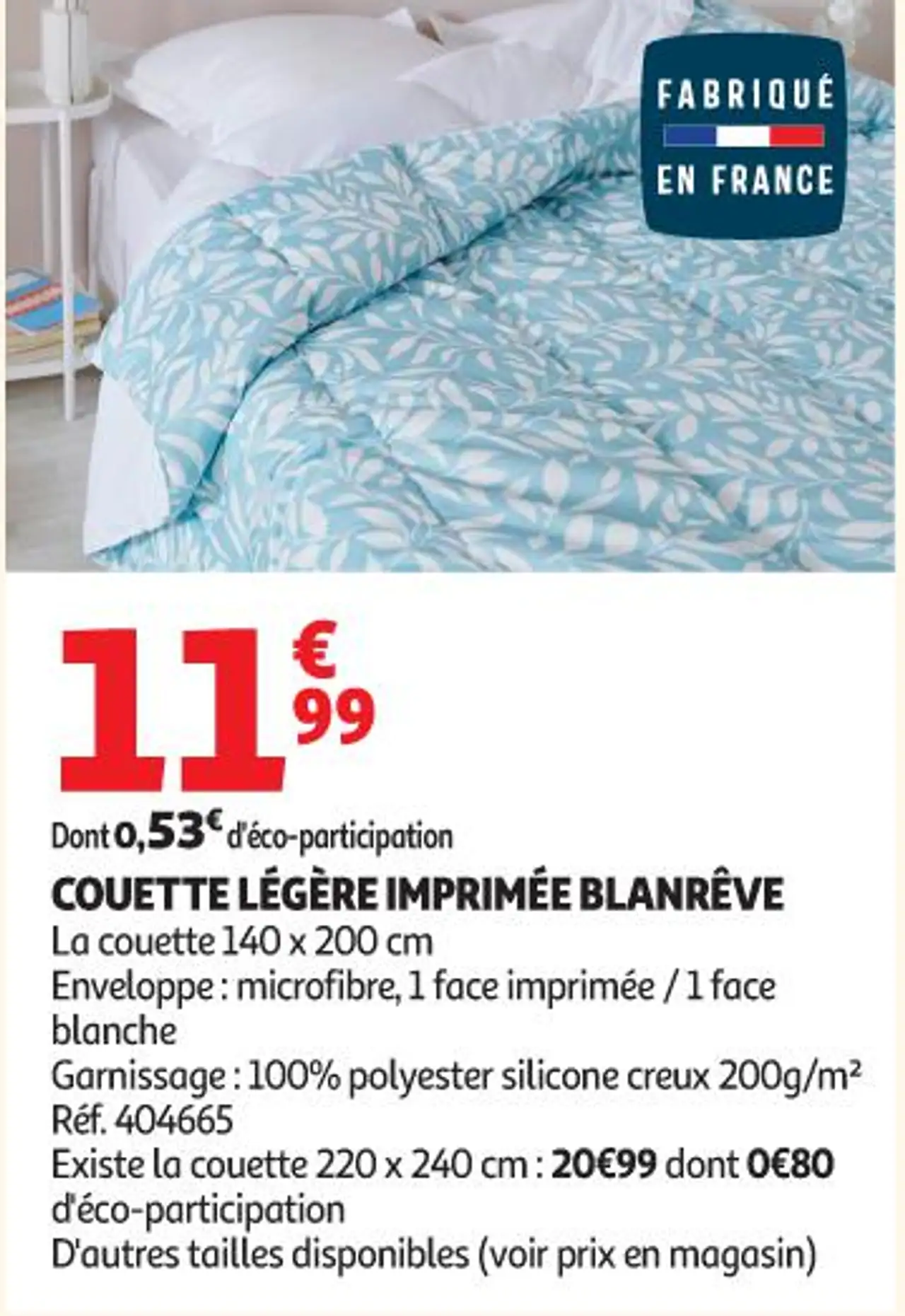 Couette légère imprimée Blanrêve