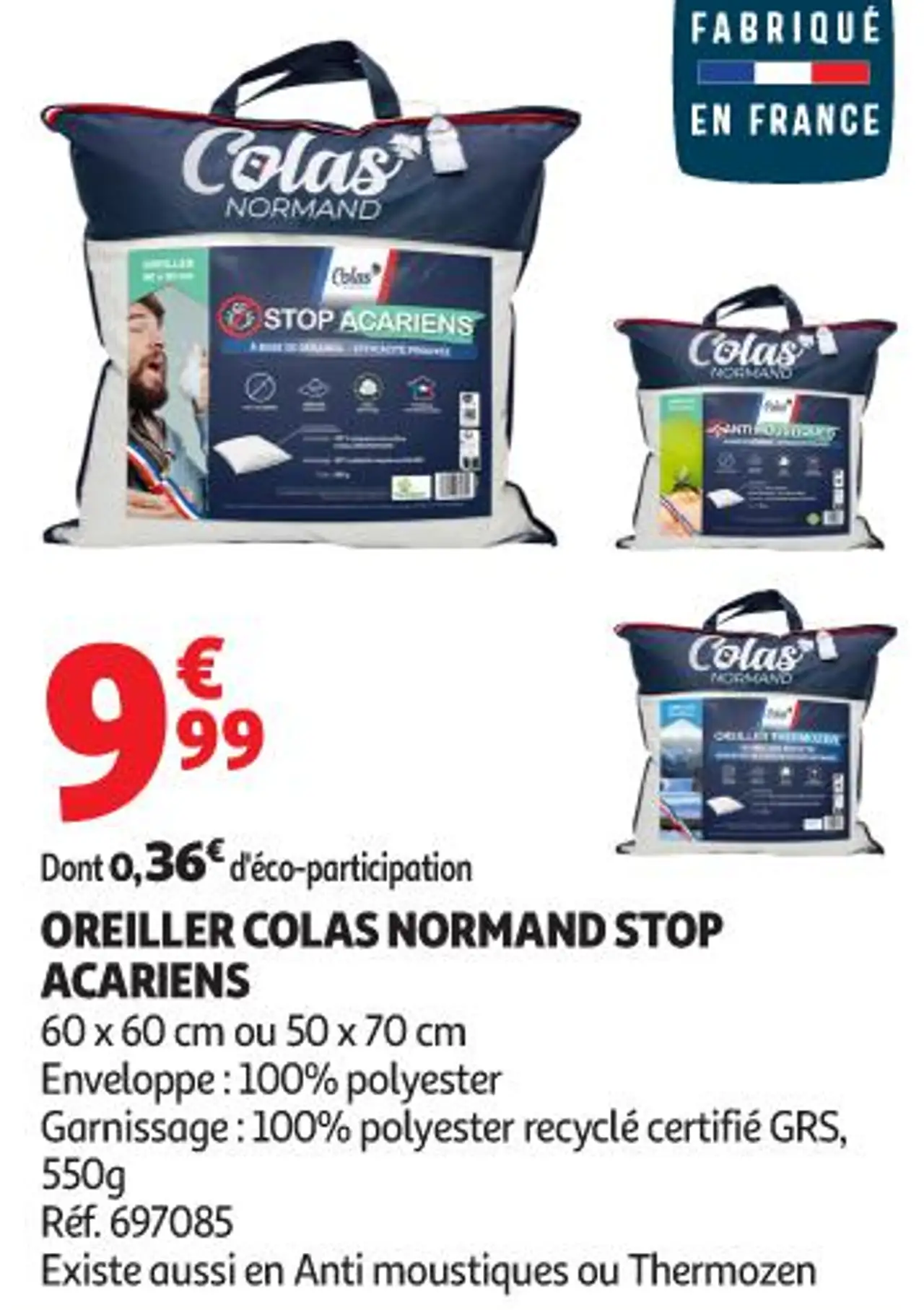 Oreiller Colas Normand Stop Acariens
