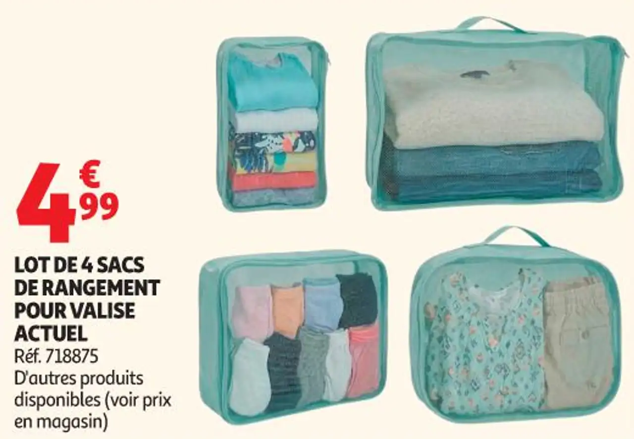 LOT DE 4 SACS DE RANGEMENT POUR VALISE ACTUEL