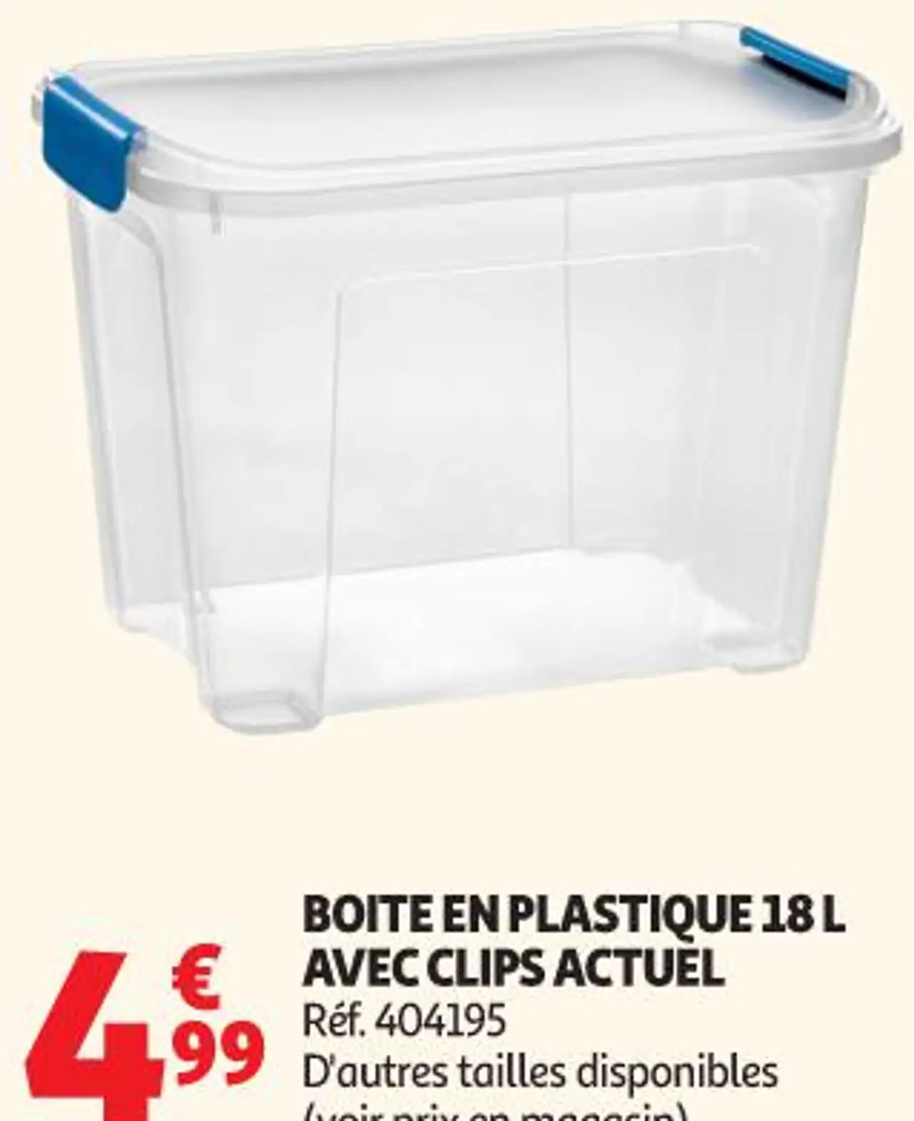BOITE EN PLASTIQUE 18 L AVEC CLIPS ACTUEL