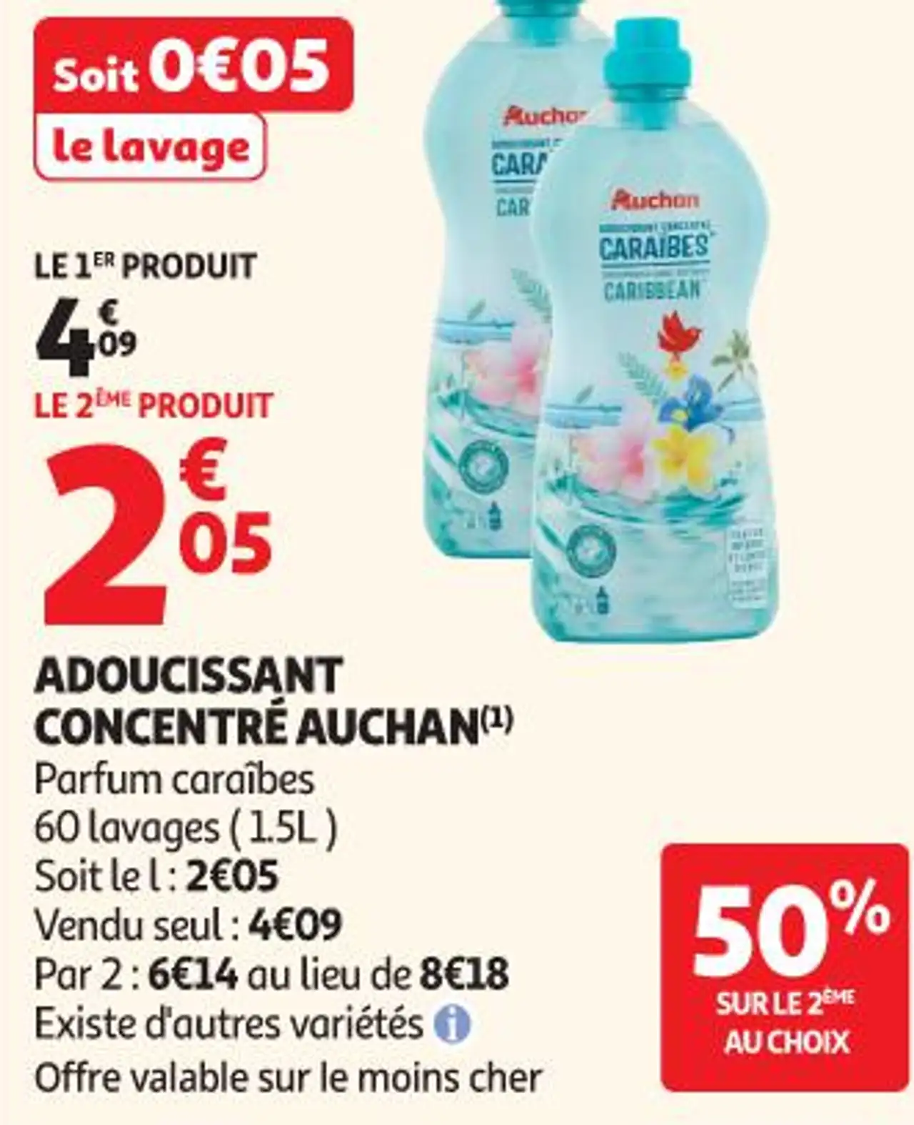 ADOUCISSANT CONCENTRÉ AUCHAN Parfum caraïbes