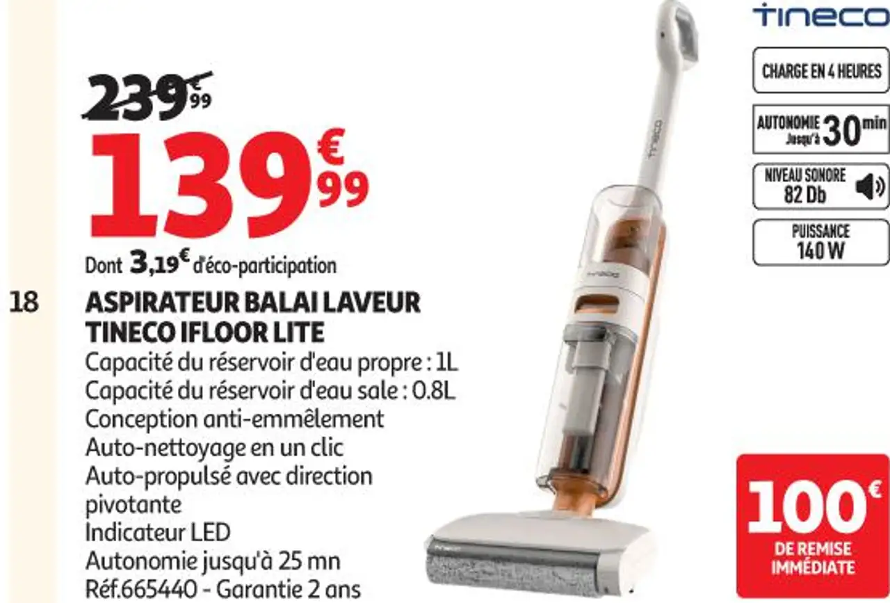 ASPIRATEUR BALAI LAVEUR TINECO IFLOOR LITE