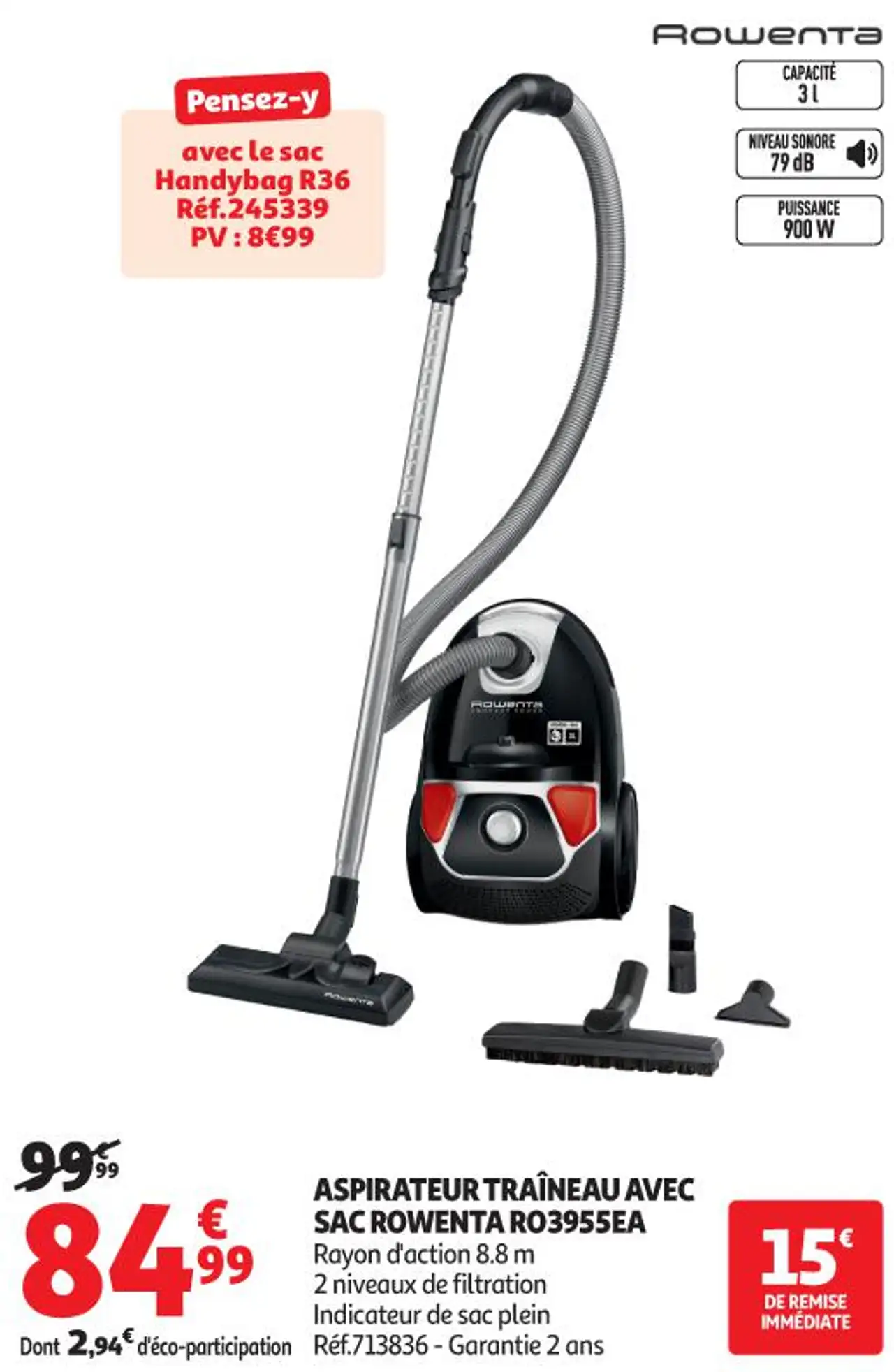 ASPIRATEUR TRAÎNEAU AVEC SAC ROWENTA RO3955EA