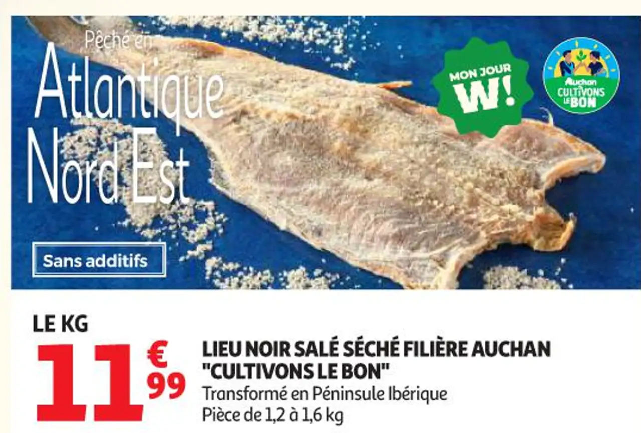 LIEU NOIR SALÉ SÉCHÉ FILIÈRE AUCHAN "CULTIVONS LE BON"