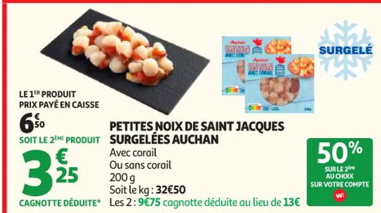 PETITES NOIX DE SAINT JACQUES SURGELEES AUCHAN