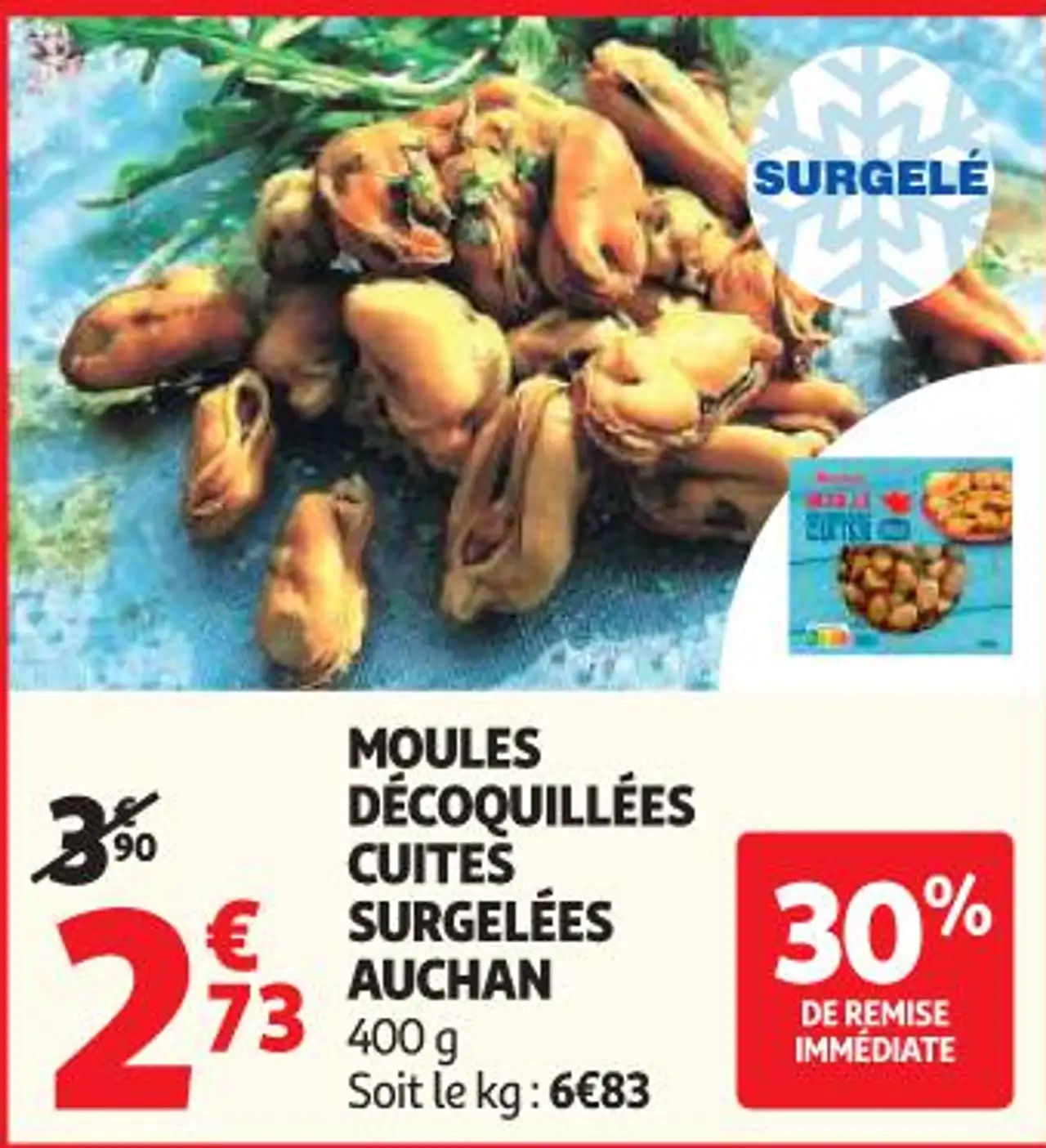 MOULES DECOQUILLEES CUITES SURGELEES AUCHAN