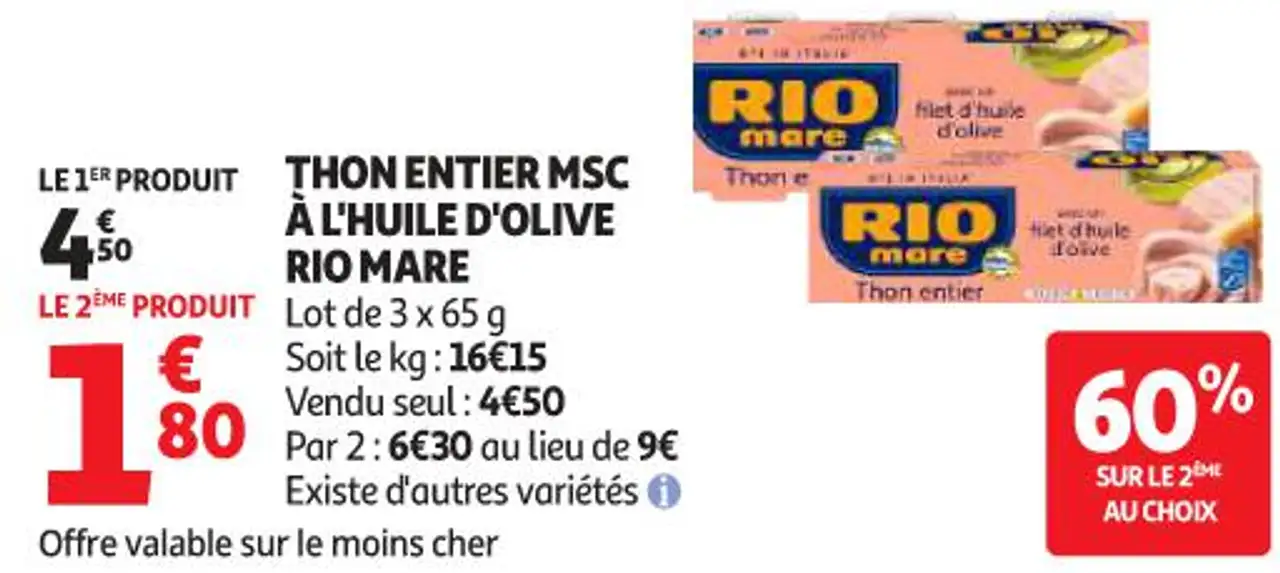 Thon entier MSC à l'huile d'olive Rio Mare