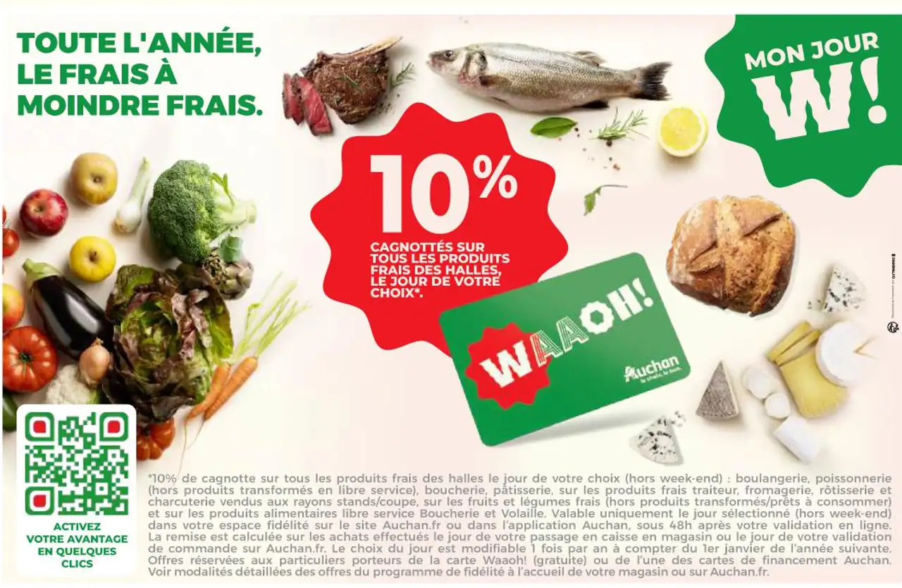 10% cagnottés sur tous les produits frais des halles, le jour de votre choix