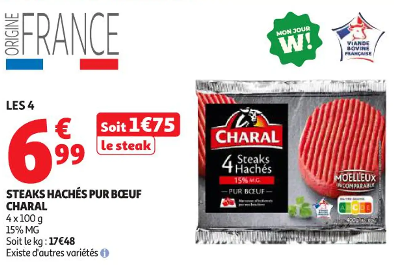 STEAKS HACHÉS PUR BŒUF CHARAL