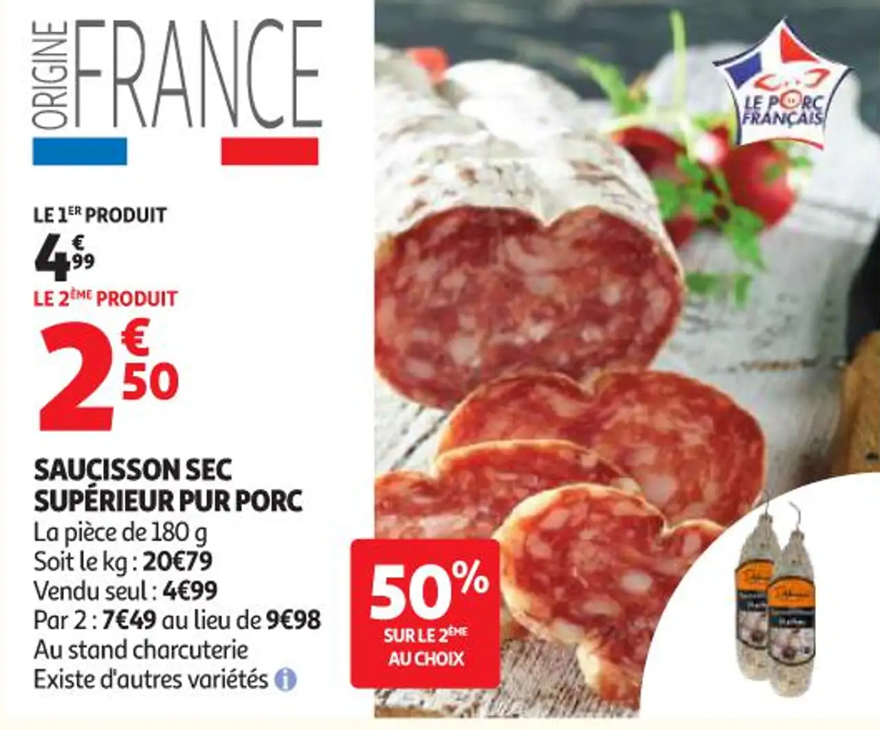 SAUCISSON SEC SUPÉRIEUR PUR PORC