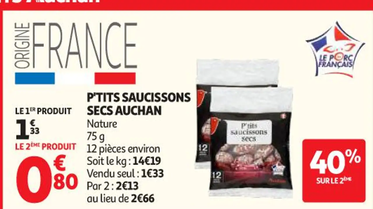 P'tits Saucissons Secs Auchan