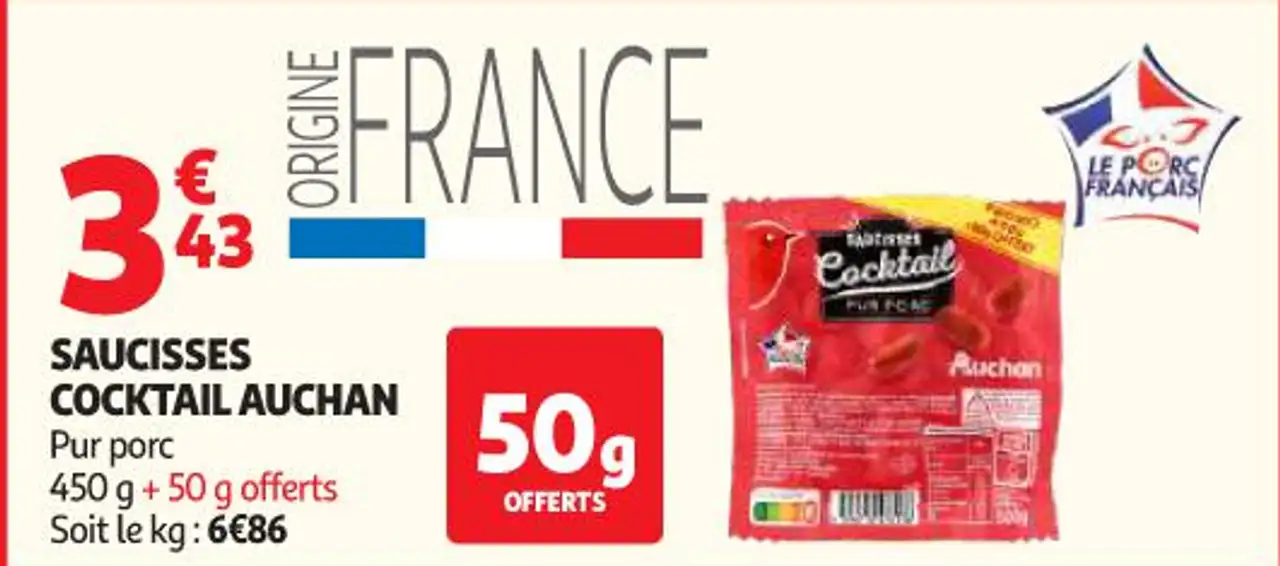 Saucisses cocktail Auchan