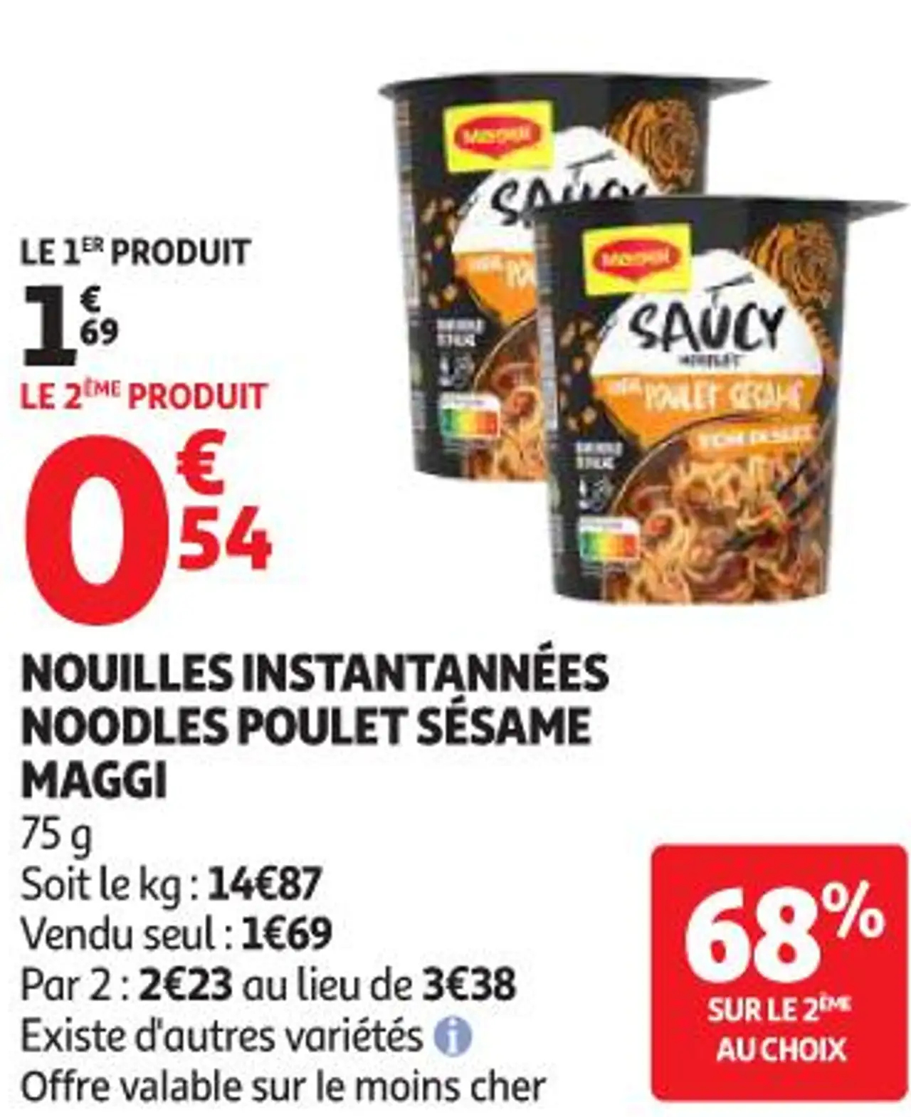 Nouilles instantanées Noodles Poulet Sésame Maggi