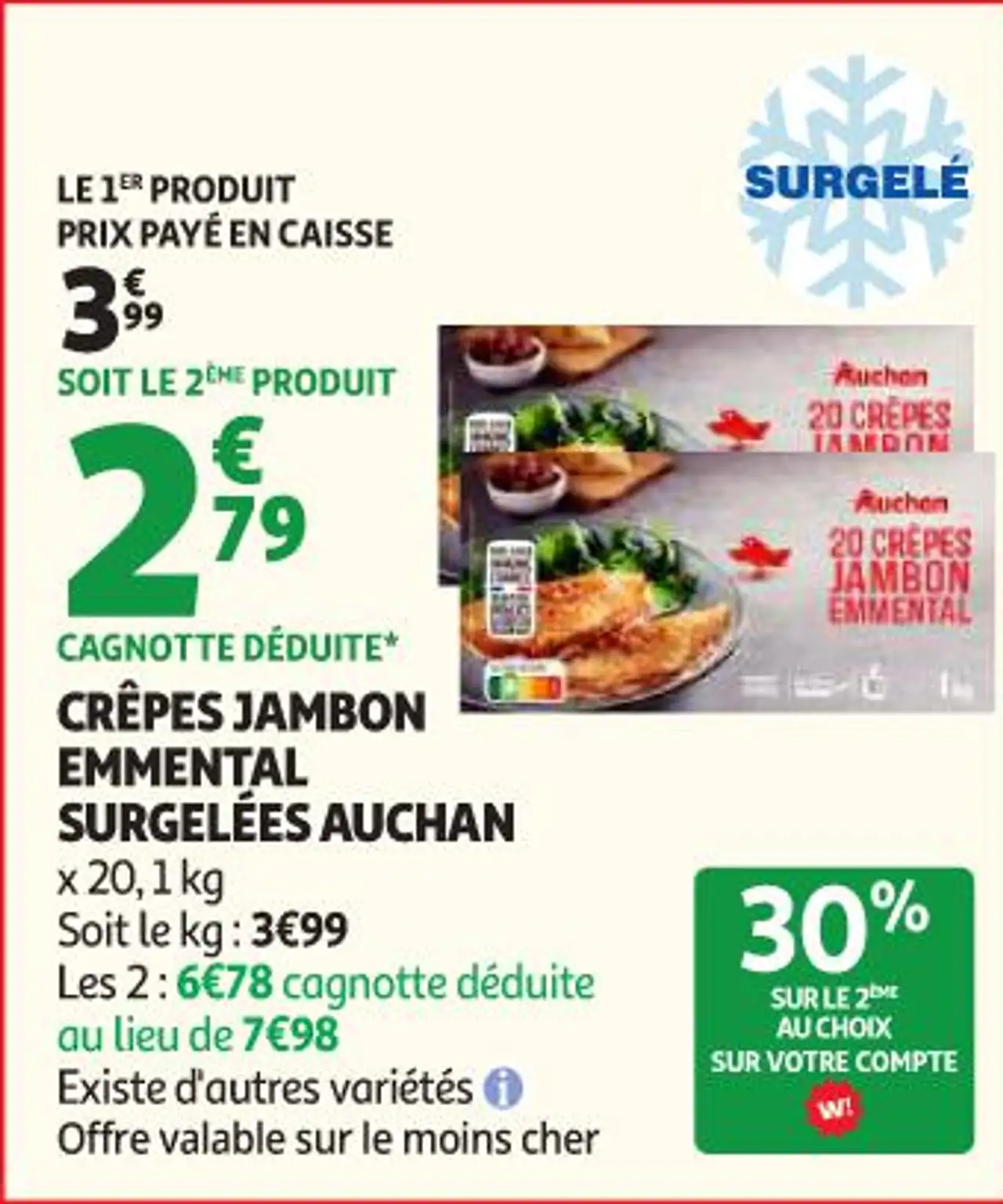 Crêpes Jambon Emmental Surgelées Auchan