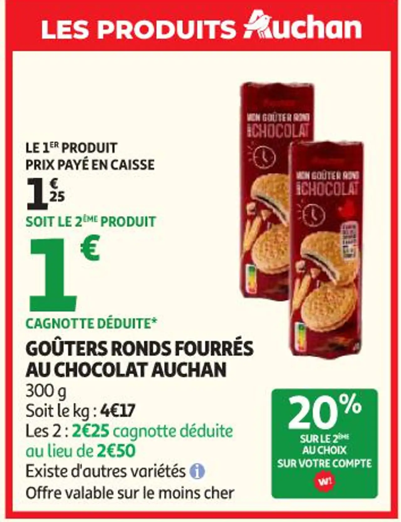 GOÛTERS RONDS FOURRÉS AU CHOCOLAT AUCHAN