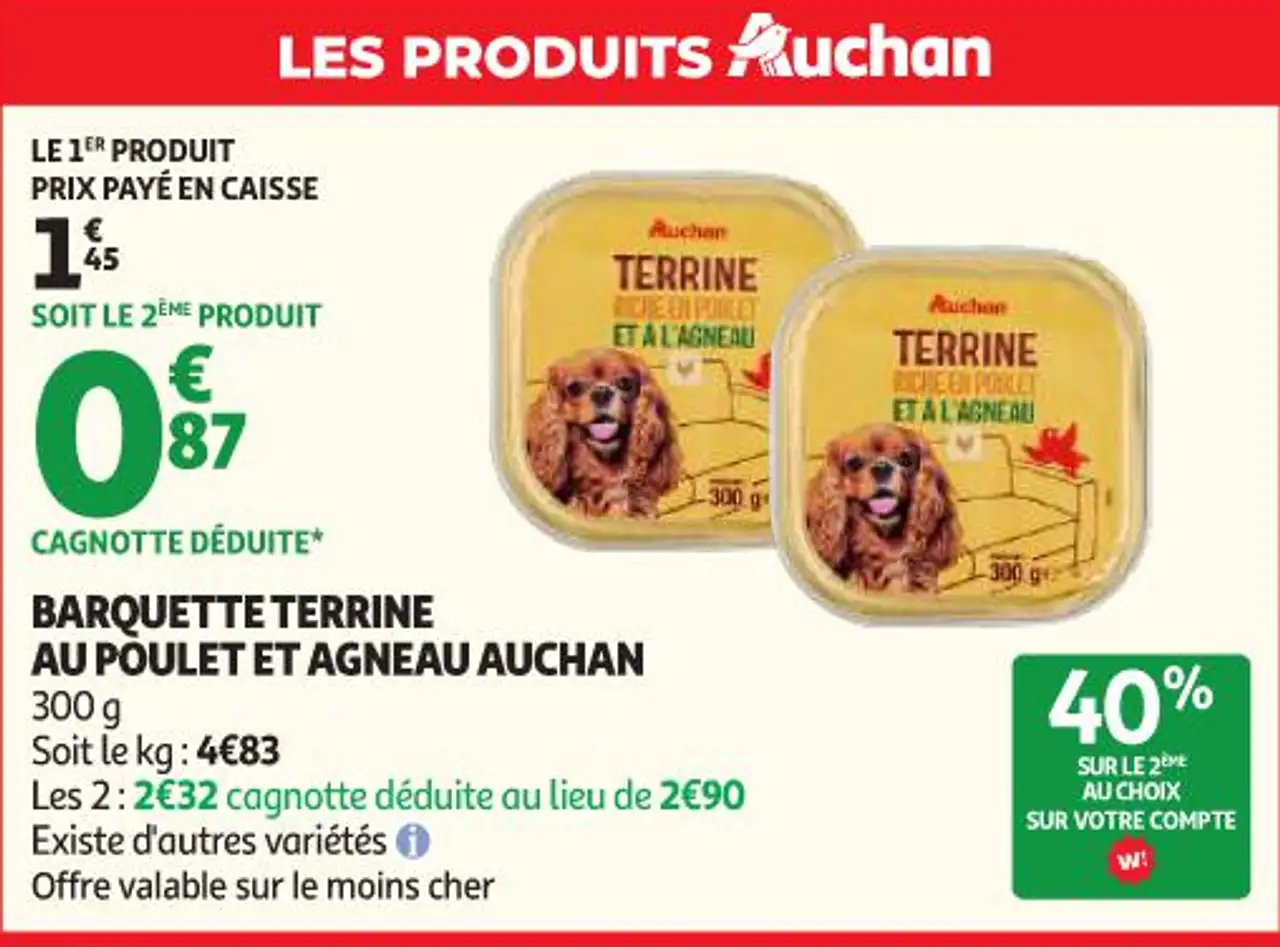 Barquette terrine au poulet et agneau Auchan