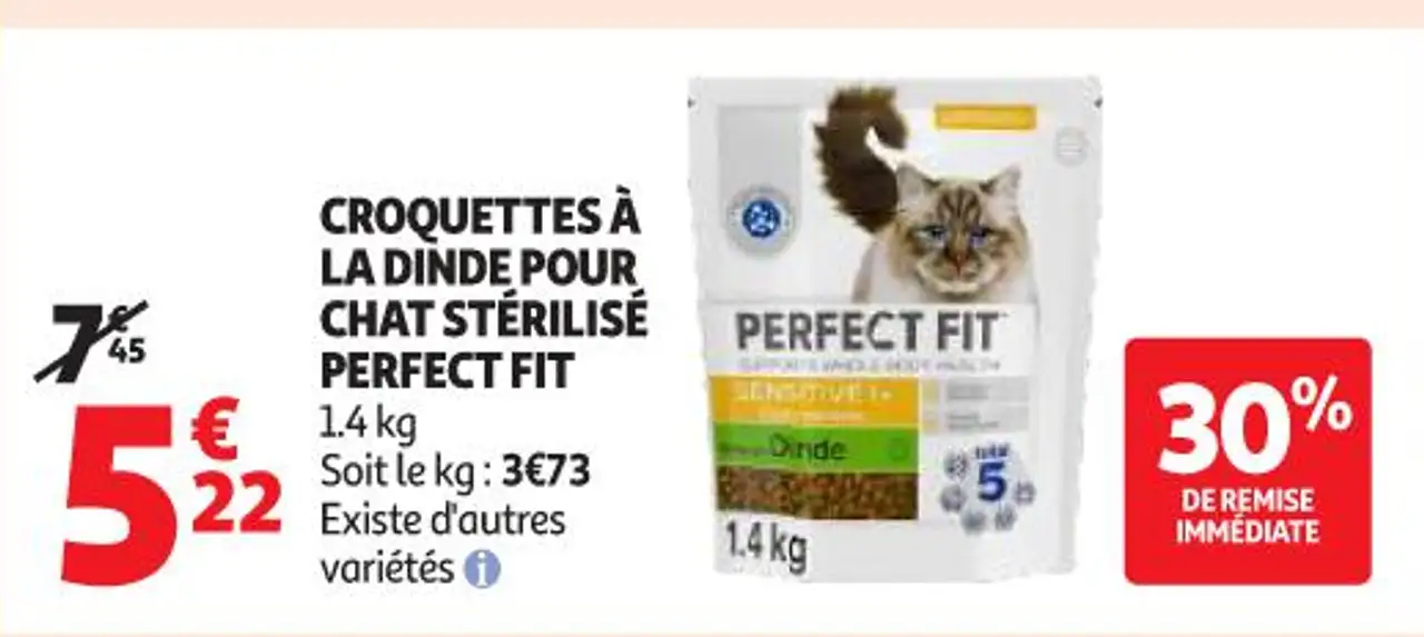 Croquettes à la dinde pour chat stérilisé Perfect Fit
