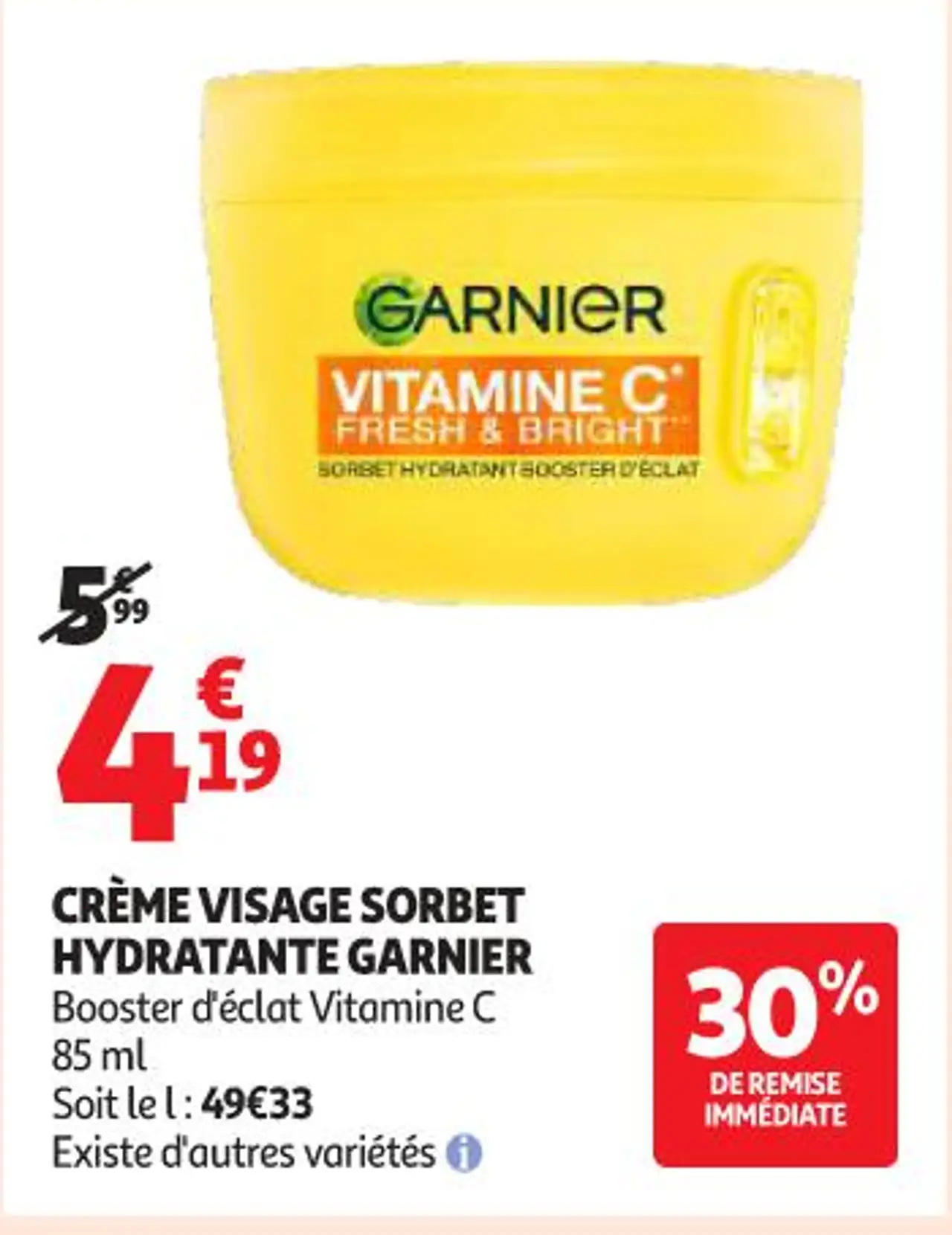 Crème Visage Sorbet Hydratante Garnier Vitamine C