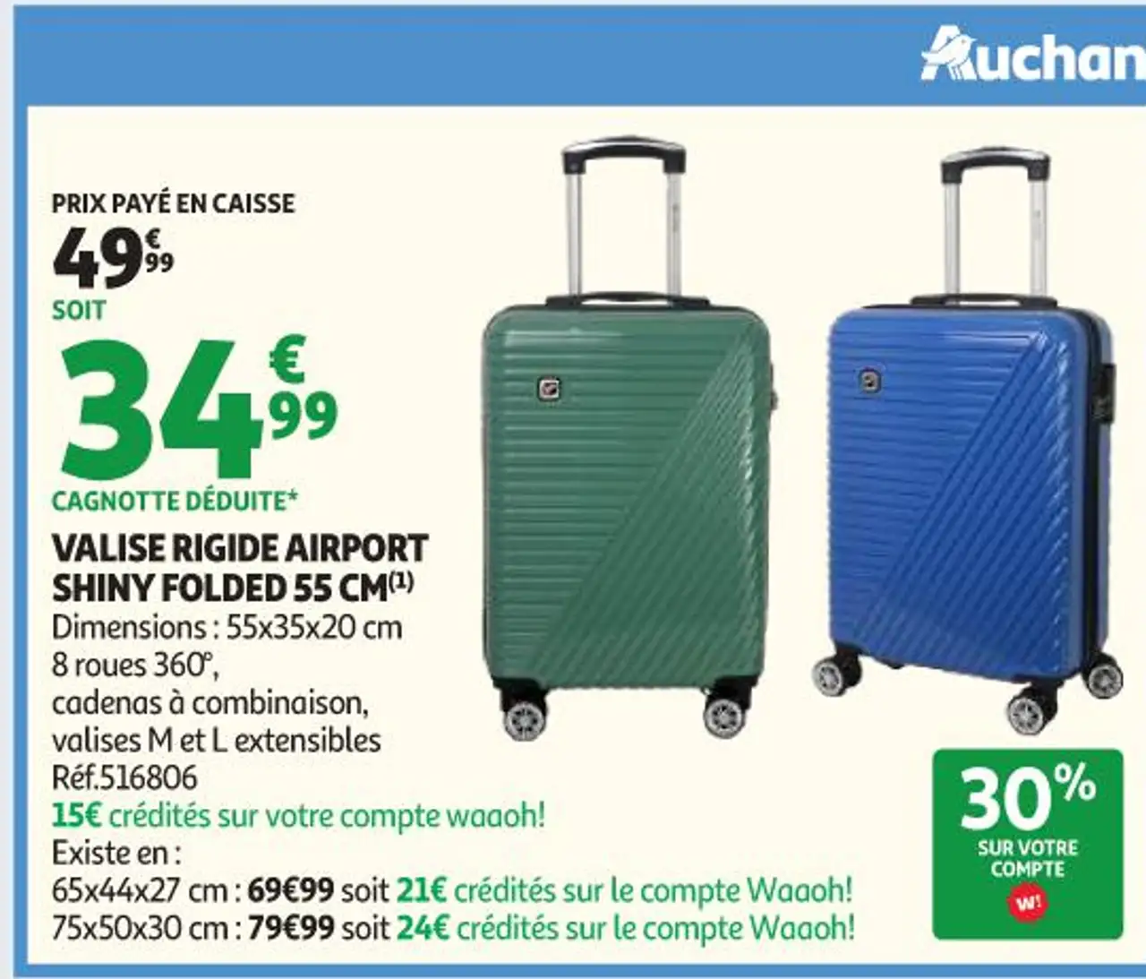 VALISE RIGIDE AIRPORT SHINY FOLDED 55 CM