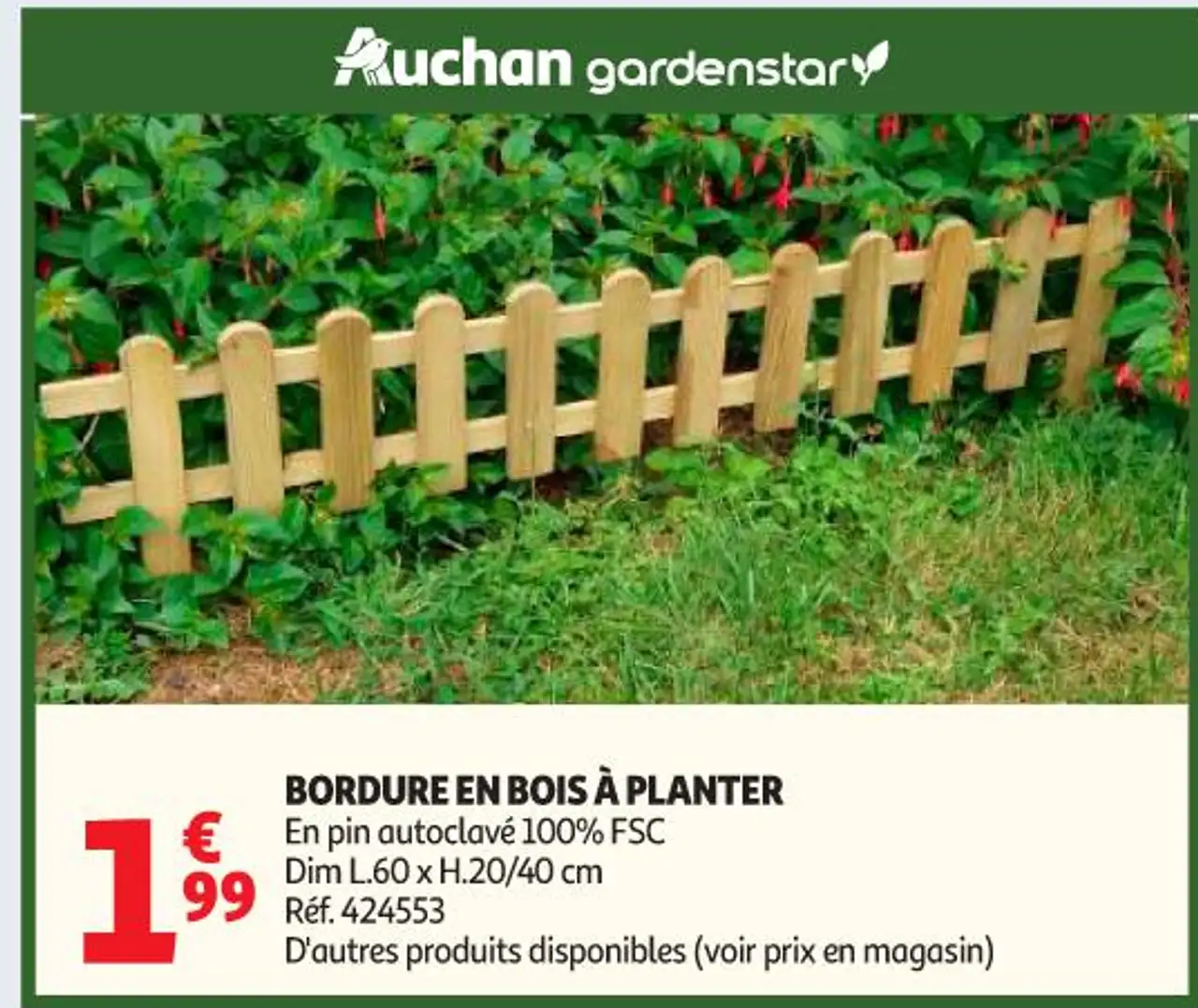 Auchan gardenstar BORDURE EN BOIS À PLANTER