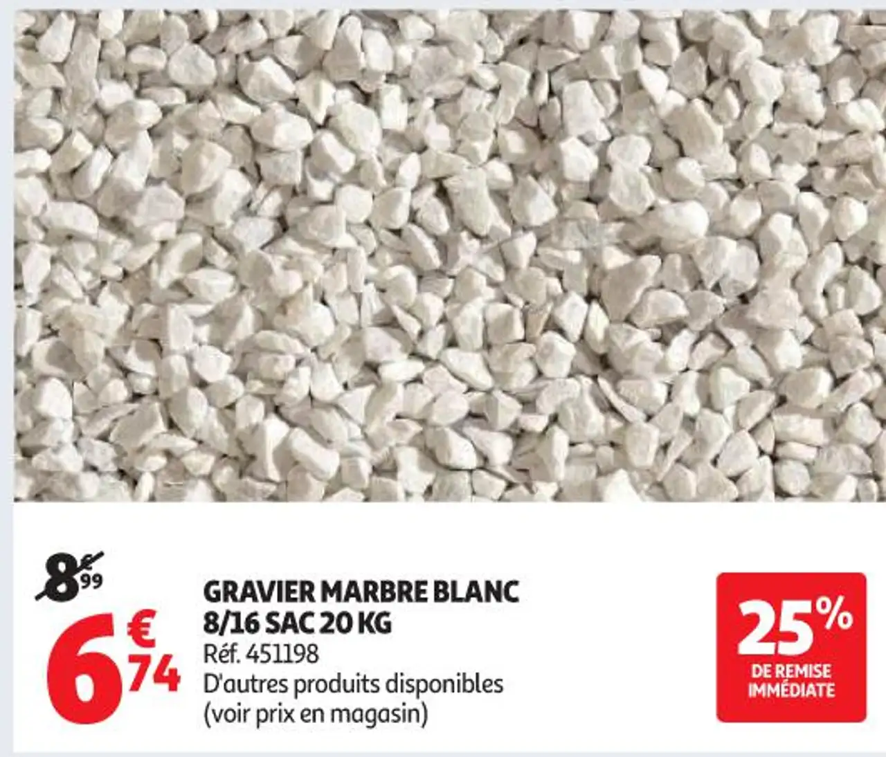 GRAVIER MARBRE BLANC 8/16 SAC 20 KG