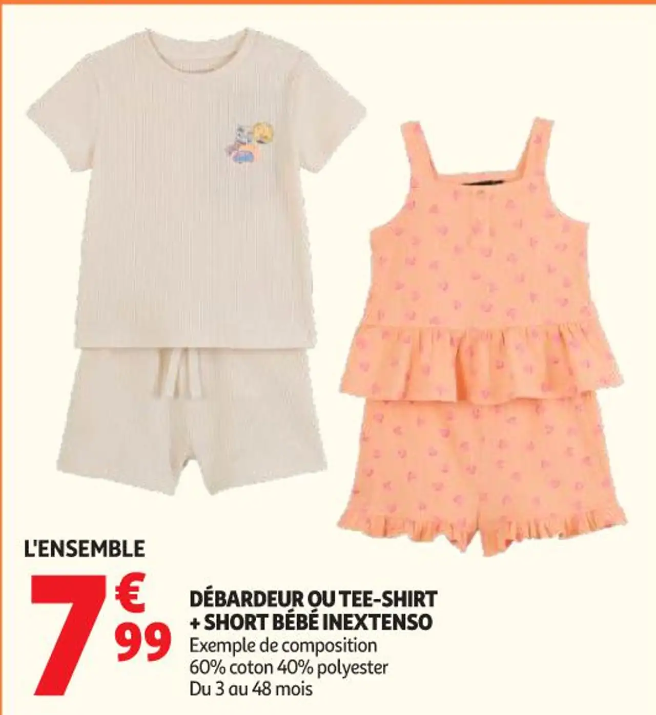 DÉBARDEUR OU TEE-SHIRT + SHORT BÉBÉ INEXTENSO