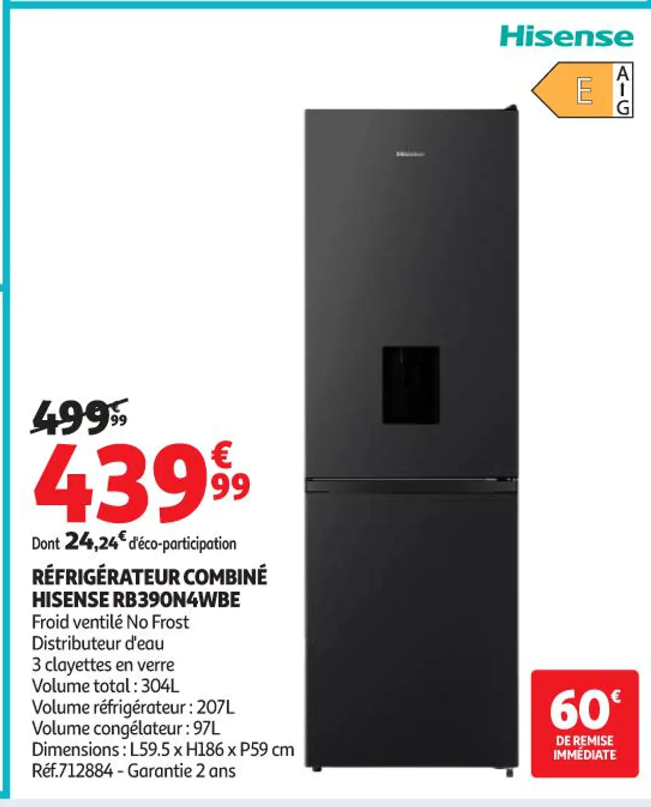 Réfrigérateur combiné Hisense RB390N4WBE