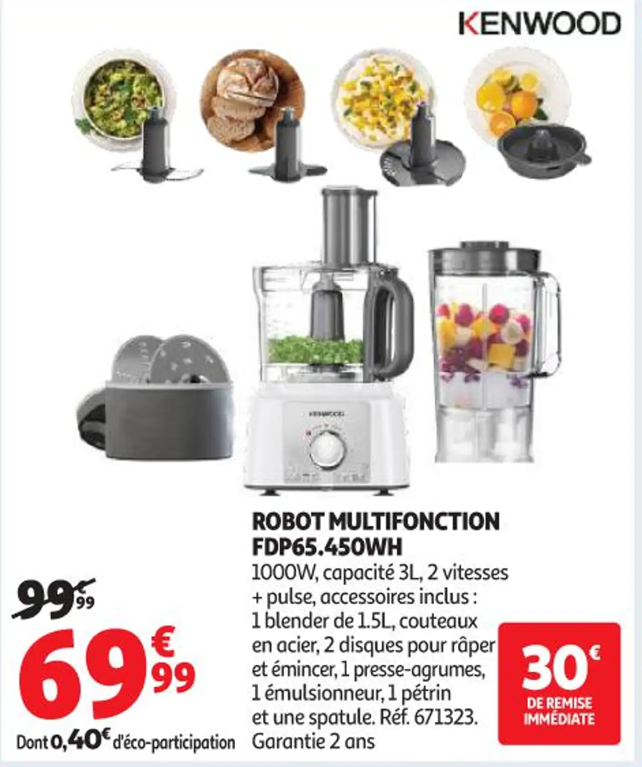 KENWOOD ROBOT MULTIFONCTION FDP65.450WH