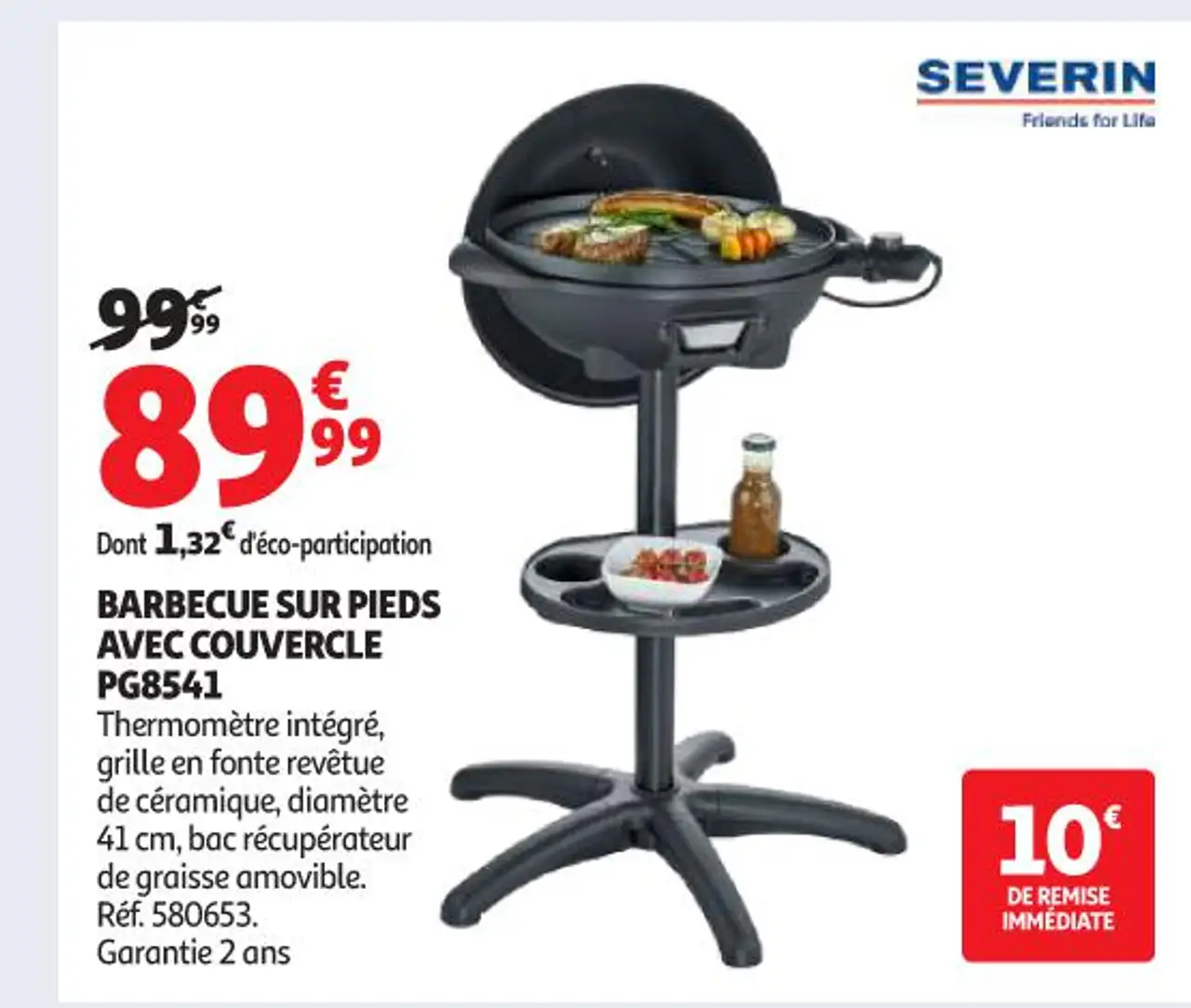 SEVERIN BARBECUE SUR PIEDS AVEC COUVERCLE PG8541