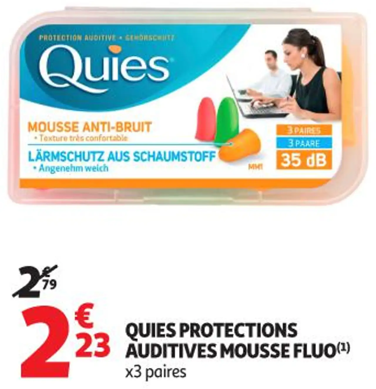 Quies Protections Auditives Mousse Fluo