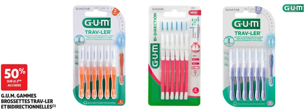 G.U.M. GAMMES BROSSETTES TRAV-LER ET BIDIRECTIONNELLES