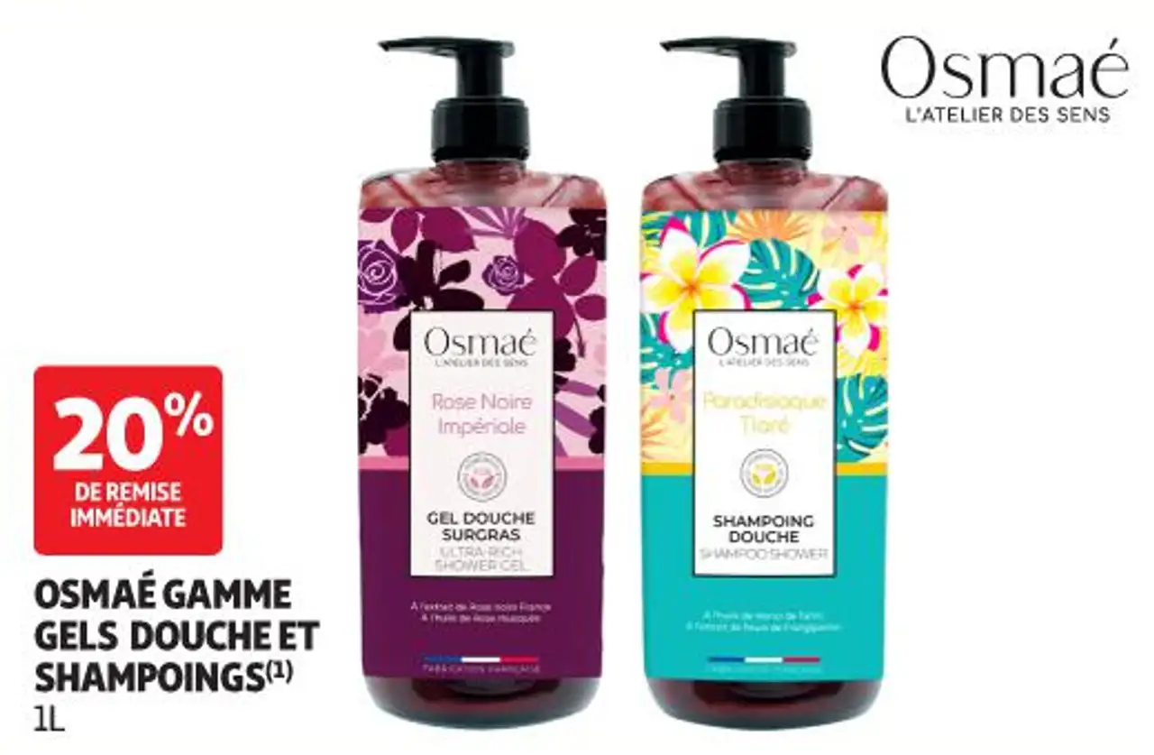 Osmaé Gamme Gels Douche et Shampoings 1L