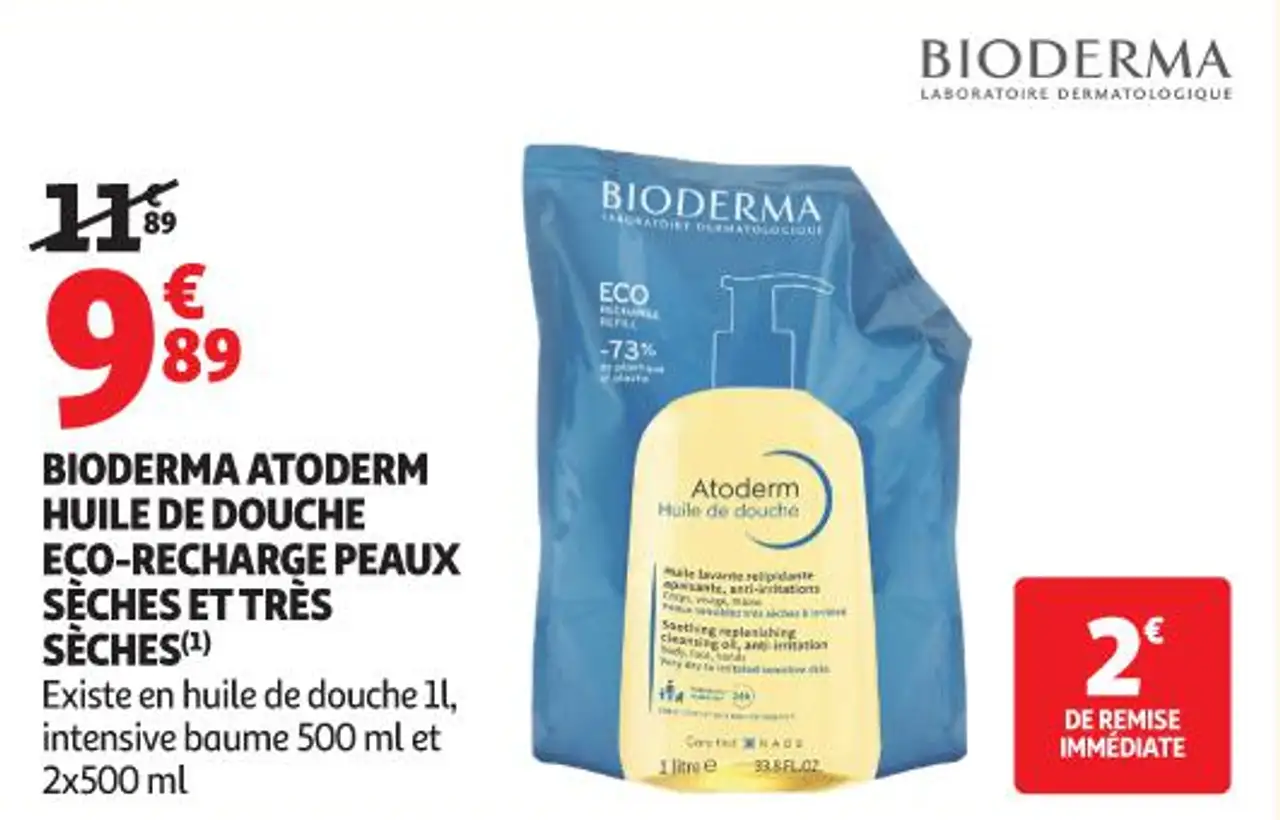 Bioderma Atoderm Huile de Douche Eco-Recharge Peaux Sèches et Très Sèches