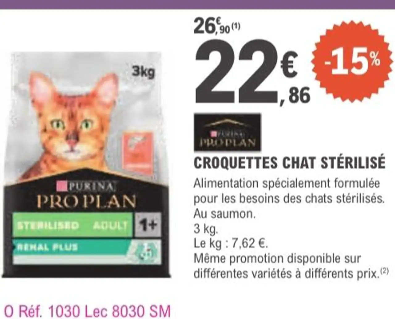 PURINA PRO PLAN CROQUETTES CHAT STÉRILISÉ