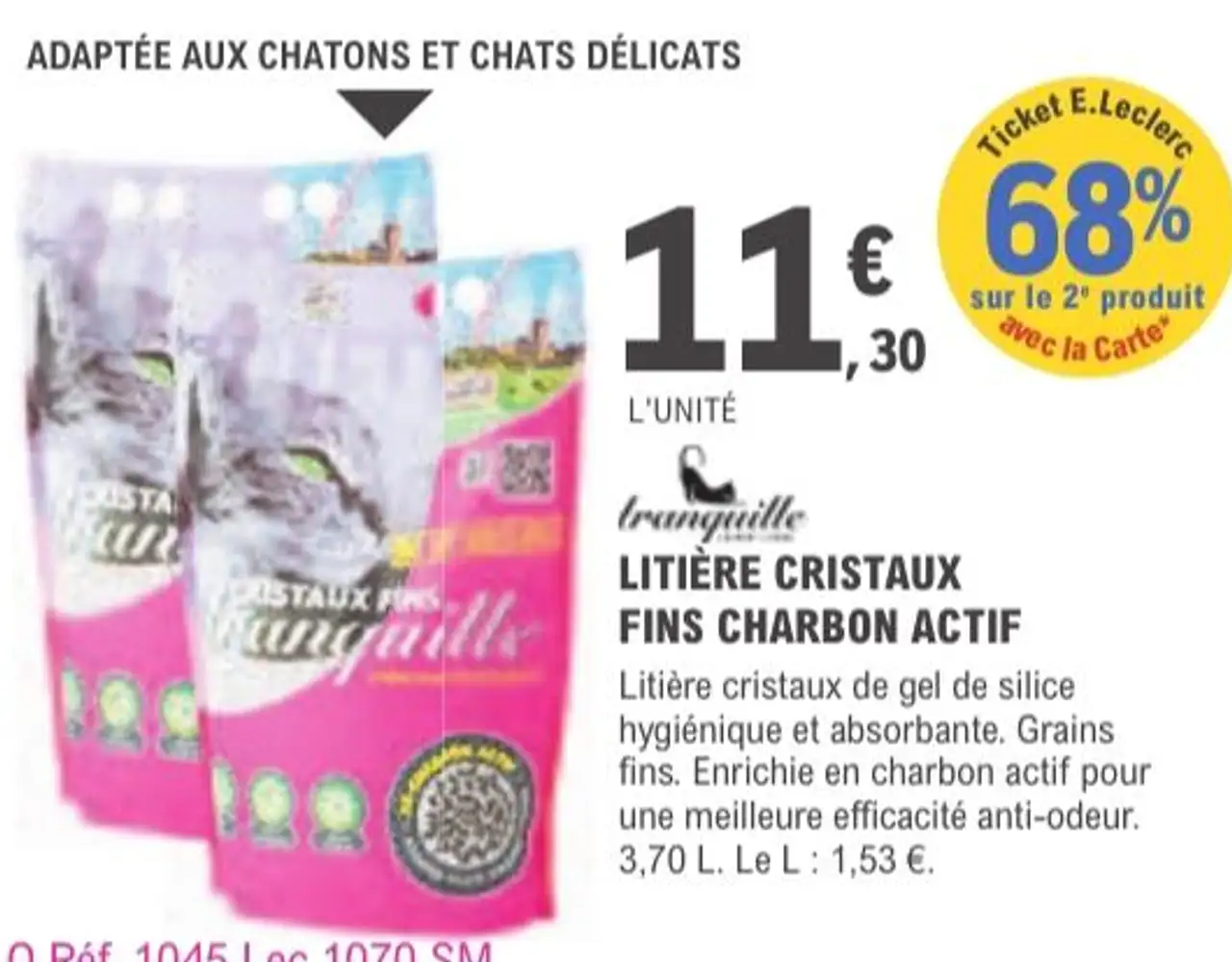 tranquille LITIÈRE CRISTAUX FINS CHARBON ACTIF